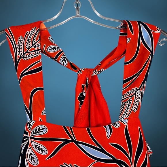 Banana Republic Orange Blue Twist Neck Top Size Small Tropical Vacation Resort - Picture 5 of 6